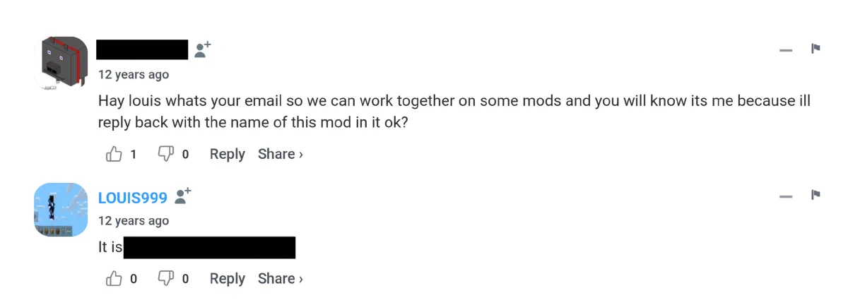 A more than a decade old interaction between a young me and another young coder